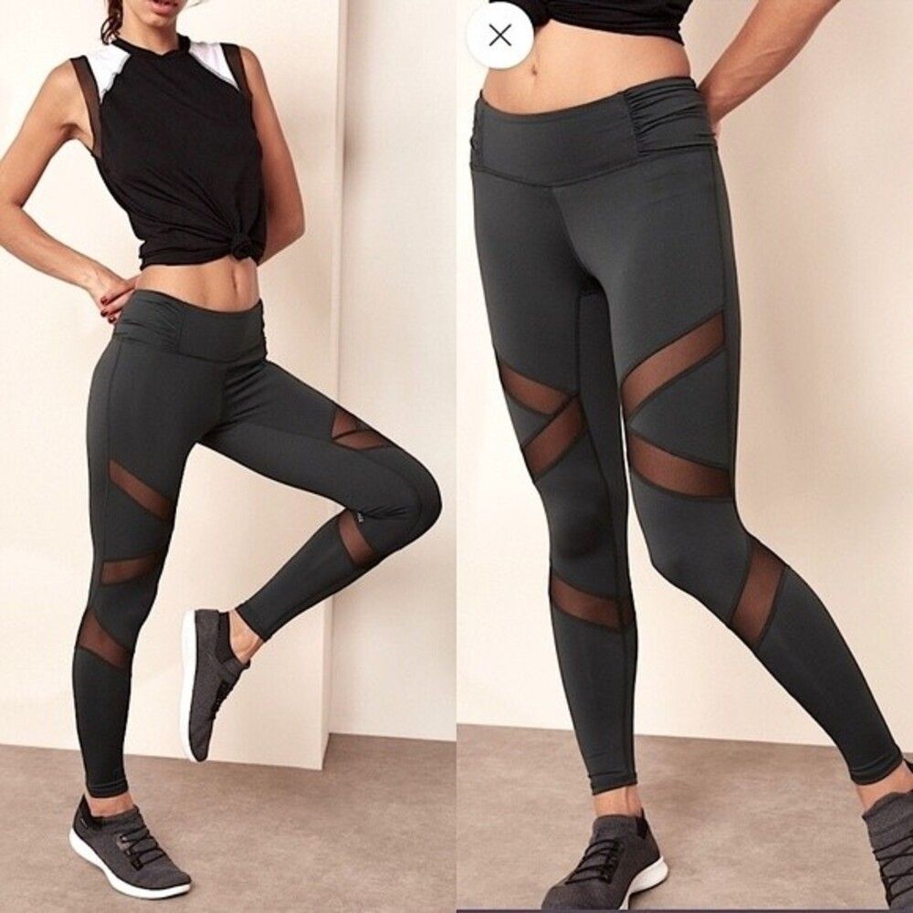 BODY LANGUAGE Green Sophia Mesh Gym Leggings Tights M Yoga Gym Run Revolve